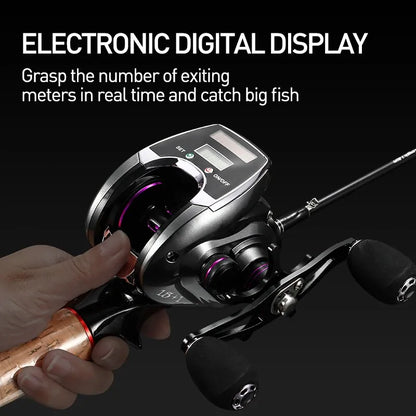 Electronic Baitcasting Fishing Reel with Digital Counter - 8.0:1 High Speed Ratio