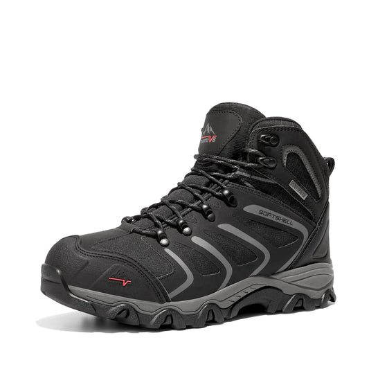 NORTIV 8 Men's Ankle High Waterproof Hiking Boots Armadillo Black/DarkGrey