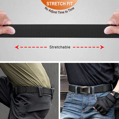 BULLIANT Tactical Belt Stretch Nylon Web Quick Release Black