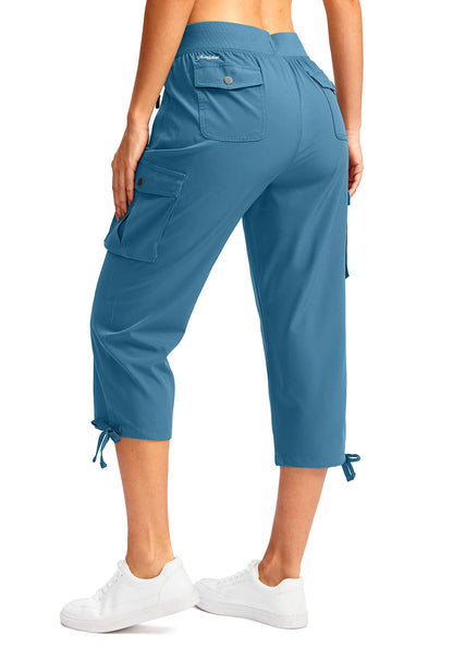 Soothfeel Women's Cargo Capris Pants with 6 Pockets  Quick Dry Hiking Casual Blue