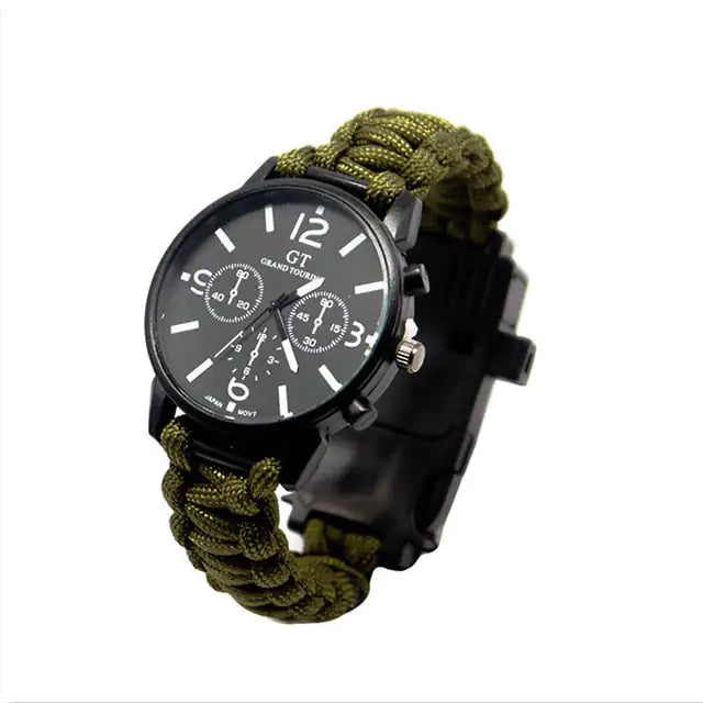 Outdoor Multi function Camping Survival Watch With LED Light