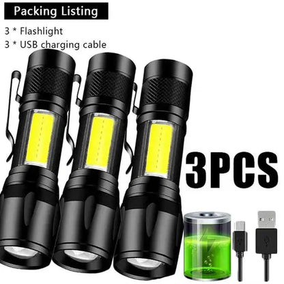 Mini Rechargeable LED Flashlight COB+XPE