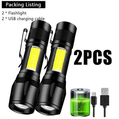 Mini Rechargeable LED Flashlight COB+XPE