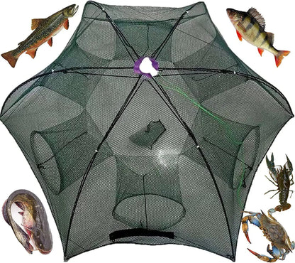 Fishing Bait Trap Crab Net Crawdad Shrimp Cast Dip Cage Fish Minnow Foldable