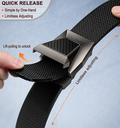 BULLIANT Tactical Belt Stretch Nylon Web Quick Release Black