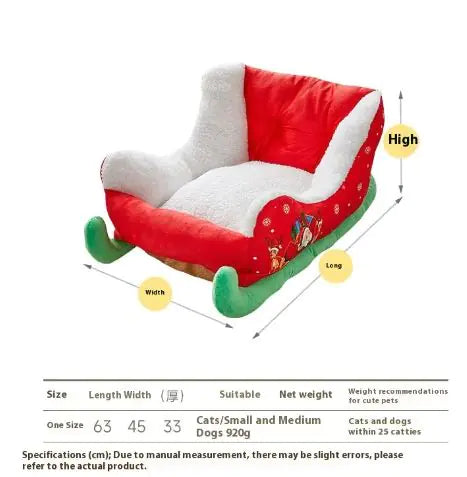 Cozy Christmas Sleigh Pet Bed