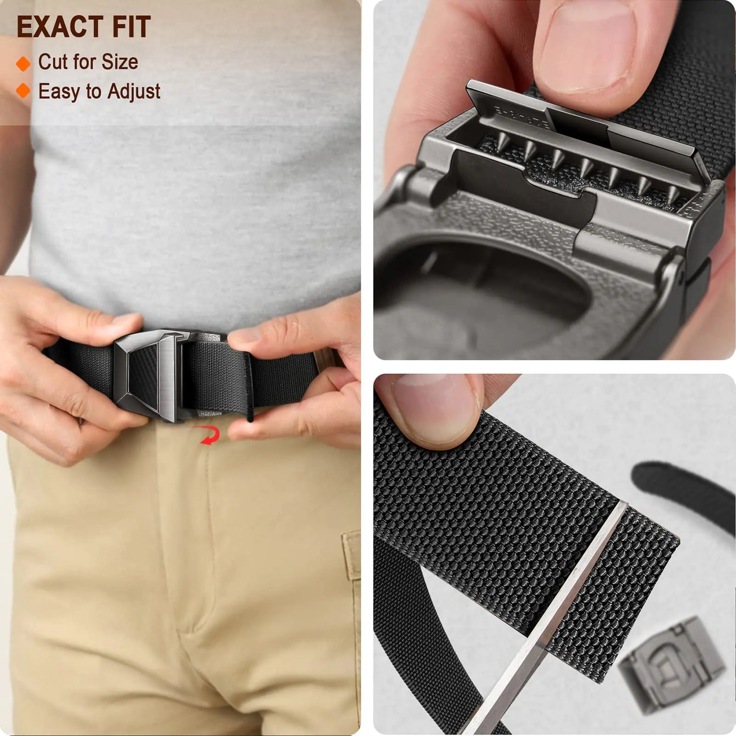 BULLIANT Tactical Belt Stretch Nylon Web Quick Release Black